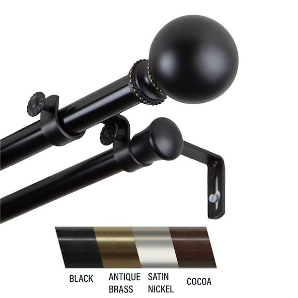 Central Design Central Design 4783-662 Julian 0.81 in. Double Curtain Rod; 66-120 in. - Black 4783-662 - main